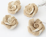 Burlap Flowers 24 Pieces Handmade Rustic Rose Flower Bowknot