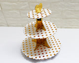 Round Cardboard cake Stand and 2 Pcs 3-Tier Cardboard Cupcake holders