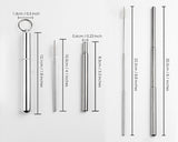 Stainless Steel Straw 2 Pieces Telescopic Straw with Case and Cleaning Brush