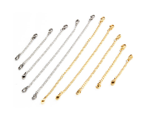 Stainless Steel Necklace Extenders Set of 10 Bracelets Chain - Sliver and Gold