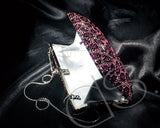 Leopard Blossomed Crystallized Clutch Bag - Pink 15.5cm