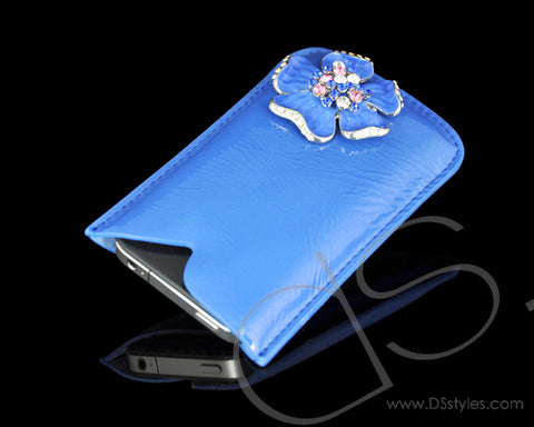 Mini Flower Series iPhone 4 and 4S Soft Pouch Case - Blue