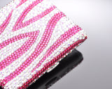 Zebra Wave Bling Swarovski Crystal Cigarette Case - Pink