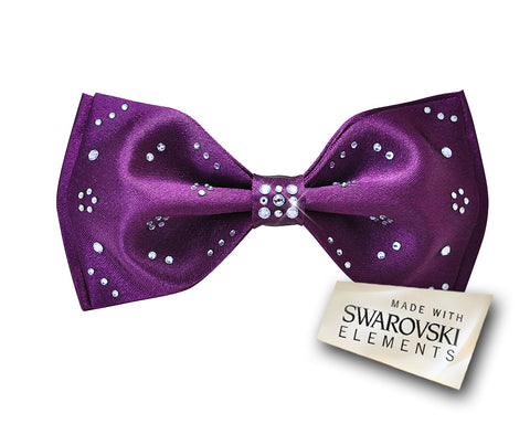 Men's Wedding Bow Tie with Dazzling Swarovski Crystal - Purple