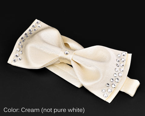 Men's Wedding Bow Tie with Dazzling Swarovski Crystal - White