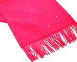 Worsted Wool Scarf with Swarovski Crystals - Magenta