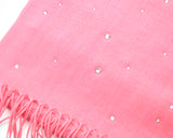 Worsted Wool Scarf with Swarovski Crystals – Pink