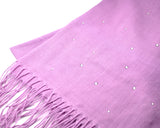 Worsted Wool Scarf with Swarovski Crystals - Light Purple