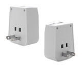 Universal Travel Adapter Wall Charger with Dual USB Port - White