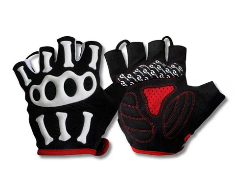Skull Pattern Outdoor Sports Gloves Breathable Cycling Fingerless Gloves