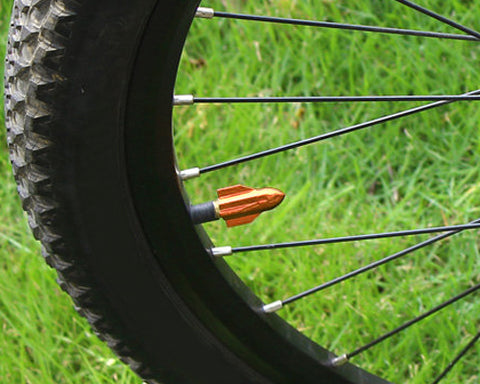 2 Pcs Rocket Shaped Bicycle BMX Bike Car Tire Tyre Valve Cap - Gold