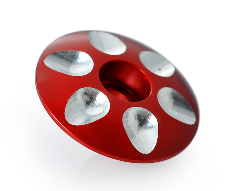 Cycling Bicycle Aluminum Bike Stem Cap Headset Top Cover 1-1/8'' - Red