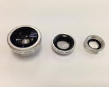 3-in-1 180 Degree Wide Angle Fish Macro Eye Lens for Smartphone-Silver