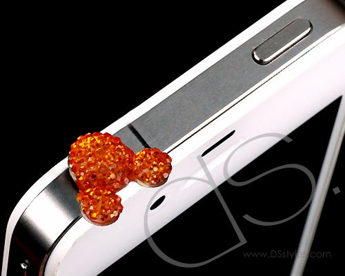Crystal Bear Headphone Jack Plug - Orange