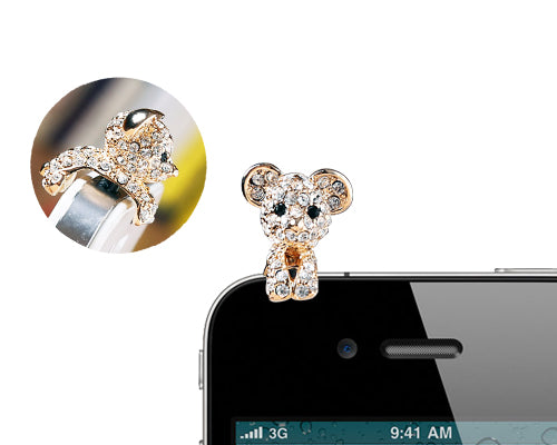 Crystal Animal Headphone Jack Plug - Bear
