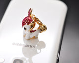 Dangling Animal Crystal Headphone Jack Plug - Deer