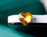 Bling Heart Crystal Headphone Jack Plug - Yellow