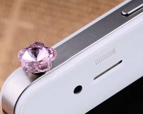 Plum Bling Crystal Headphone Jack Plug - Pink