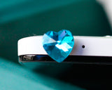 Bling Heart Crystal Headphone Jack Plug - Blue