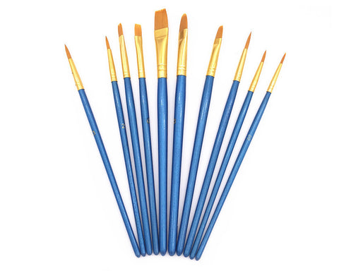 Paint Brush Set 10 Pieces Artist Paint Brush for Painting or Nail Art - Blue