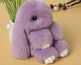 Cute Rex Rabbit Fur Keychain - Purple