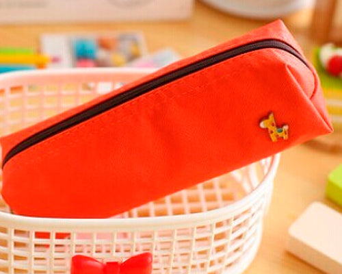 Lovely Deer Candy Color Students Stationery Bag - Red