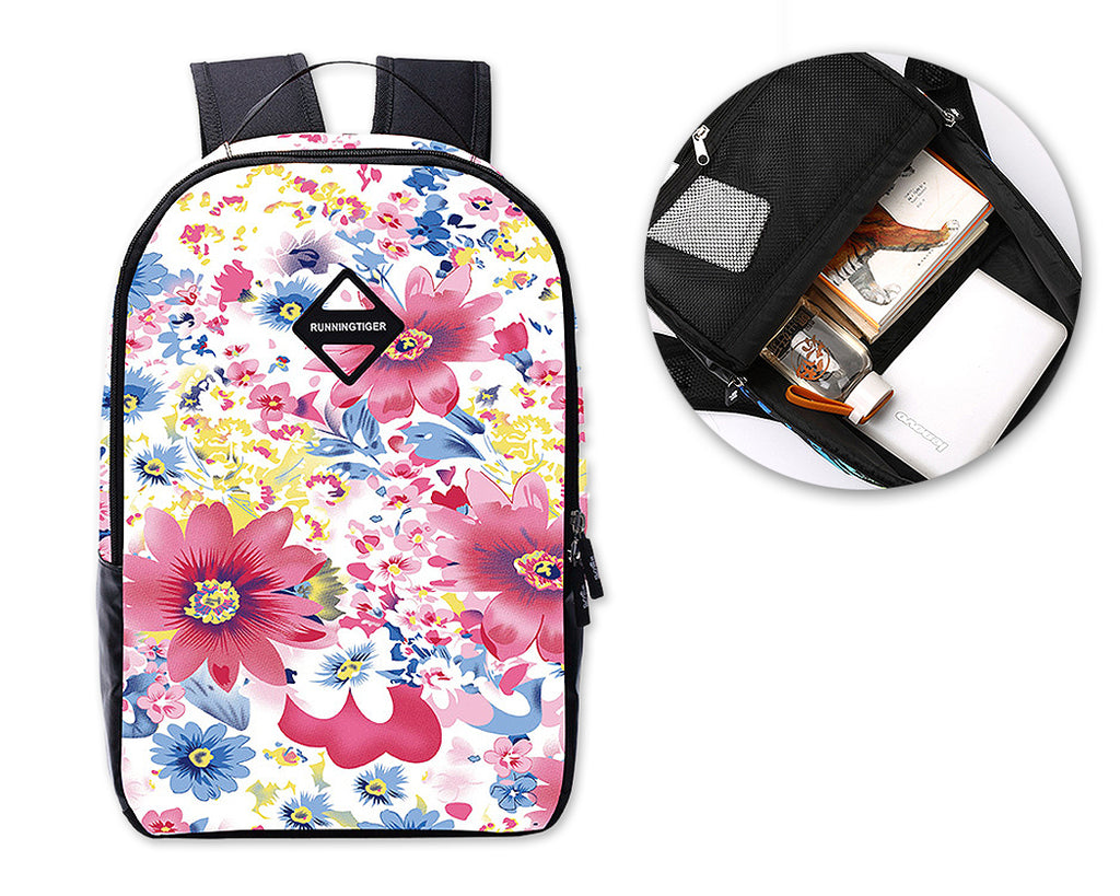 Flower Print Casual Travel Backpack - Pink