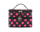 Double Layer Dots Pattern Makeup Bag with Mirror - Pink Dots