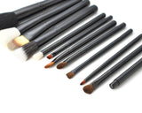 12 Pcs Professional Makeup Brush Set with Cup Holder - Black