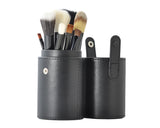 12 Pcs Professional Makeup Brush Set with Cup Holder - Black
