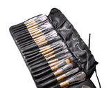 24 Pcs Wooden Makeup Brush Set - Black