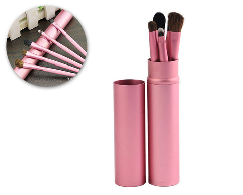 5 Pcs Professional Makeup Brush Set with Cyclinder Tube - Pink