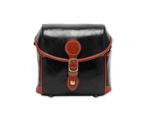 Vintage Style Leather Shoulder Bag for DSLR Camera - Black