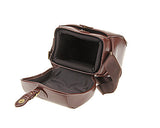 Vintage Style Leather Shoulder Bag for DSLR Camera - Dark Brown