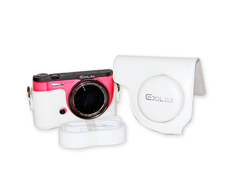 Retro Casio Exilim EX-ZR3500/EX-ZR2000 Camera Leather Case - White