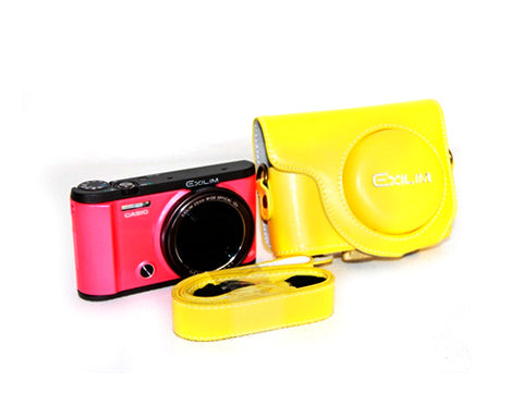 Retro Casio Exilim EX-ZR3500/EX-ZR2000 Camera Leather Case - Yellow