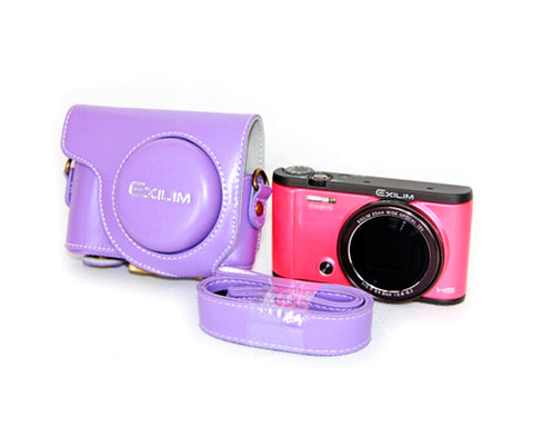 Retro Casio Exilim EX-ZR3500/EX-ZR2000 Camera Leather Case - Purple