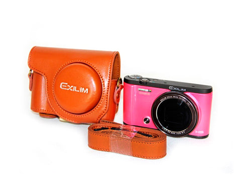 Retro Casio Exilim EX-ZR3500/EX-ZR2000 Camera Leather Case - Brown