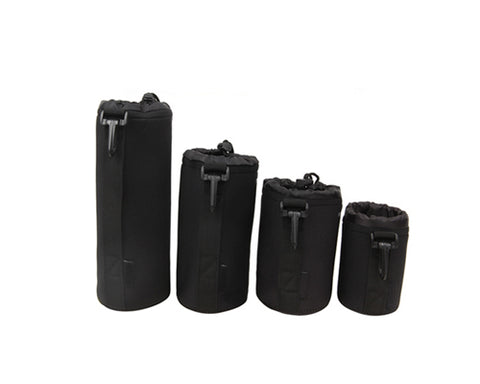 4 Pcs Soft Elastic DSLR SLR Camera Lens Pouch Bag Case - Black