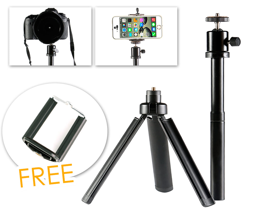14" Universal Adjustable Tripod with Phone Clip