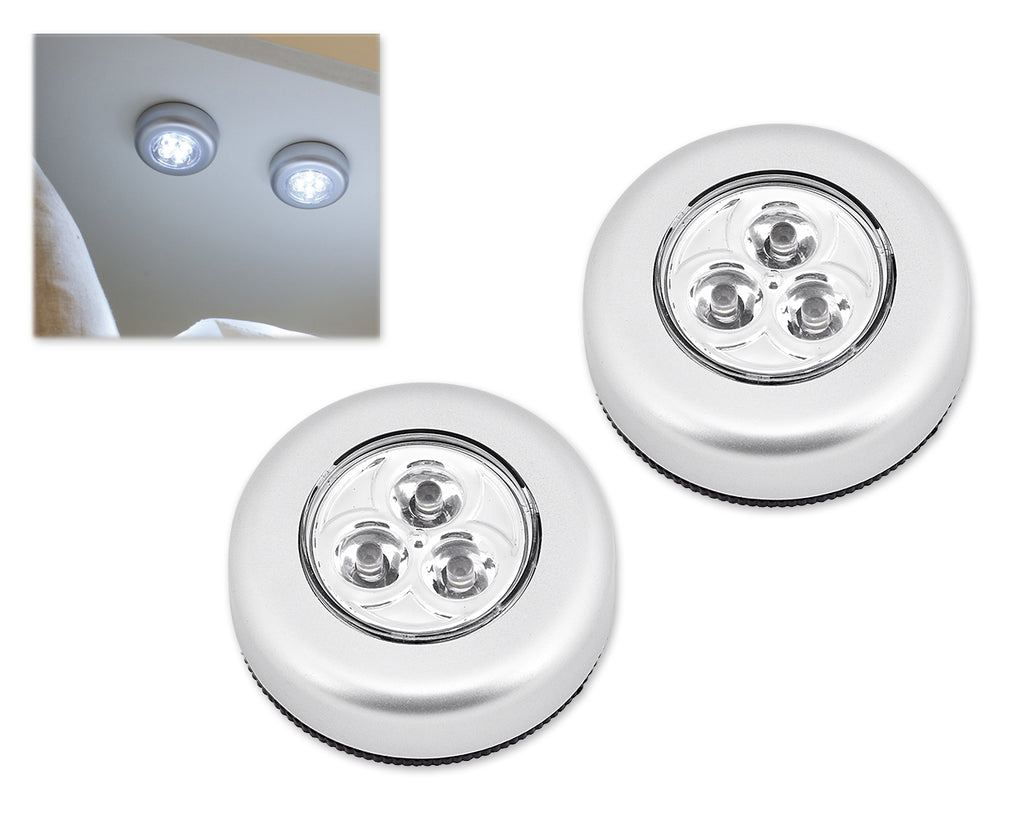 2 Pcs Mini 3 LED Battery-Operated Stick-On Tap Bulbs Light