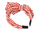 Korean Style Big Bow White Stripes Headband - Red