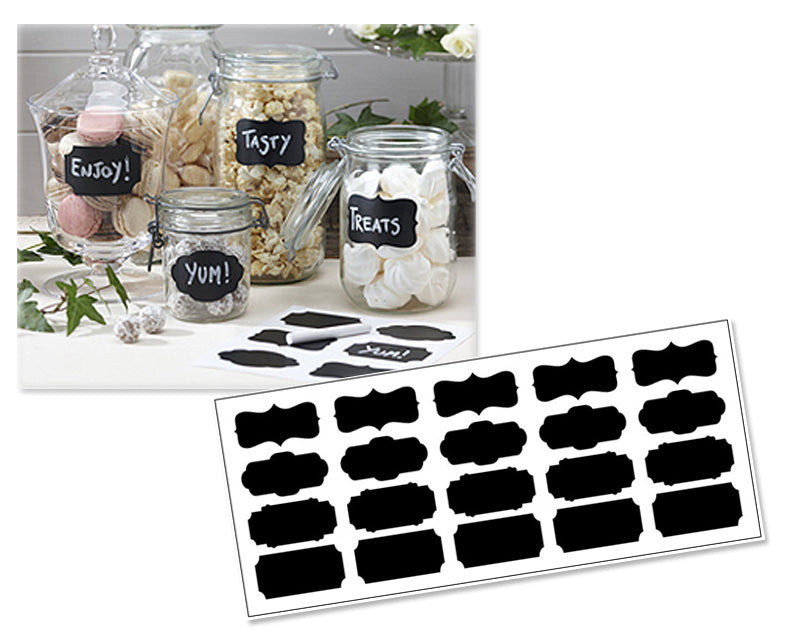 20 Pcs Kitchen Spice Jar Label Chalkboard Sticker Tag - Black