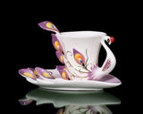 Peacock Cup and Saucer with Spoon
