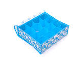 16 Pockets Collapsible Fabric Flower Underwear Storage Box - Blue