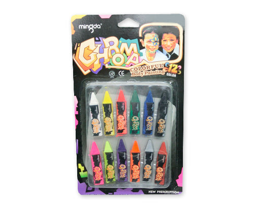 12 Colors Face and Body Paint Party Crayon Set