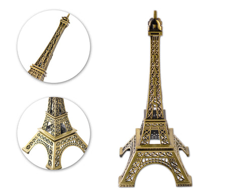 Romantic Metallic Eiffel Tower Model Statue Decoration - 15cm