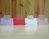 Laser Cut Love Heart Wedding Table Place Cards - White