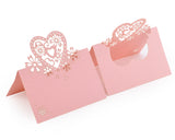 Laser Cut Love Heart Wedding Table Place Card - Pink
