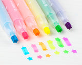 6 Pcs Creative Star Point Seal Watercolor Multi Highlighter Marker Pen